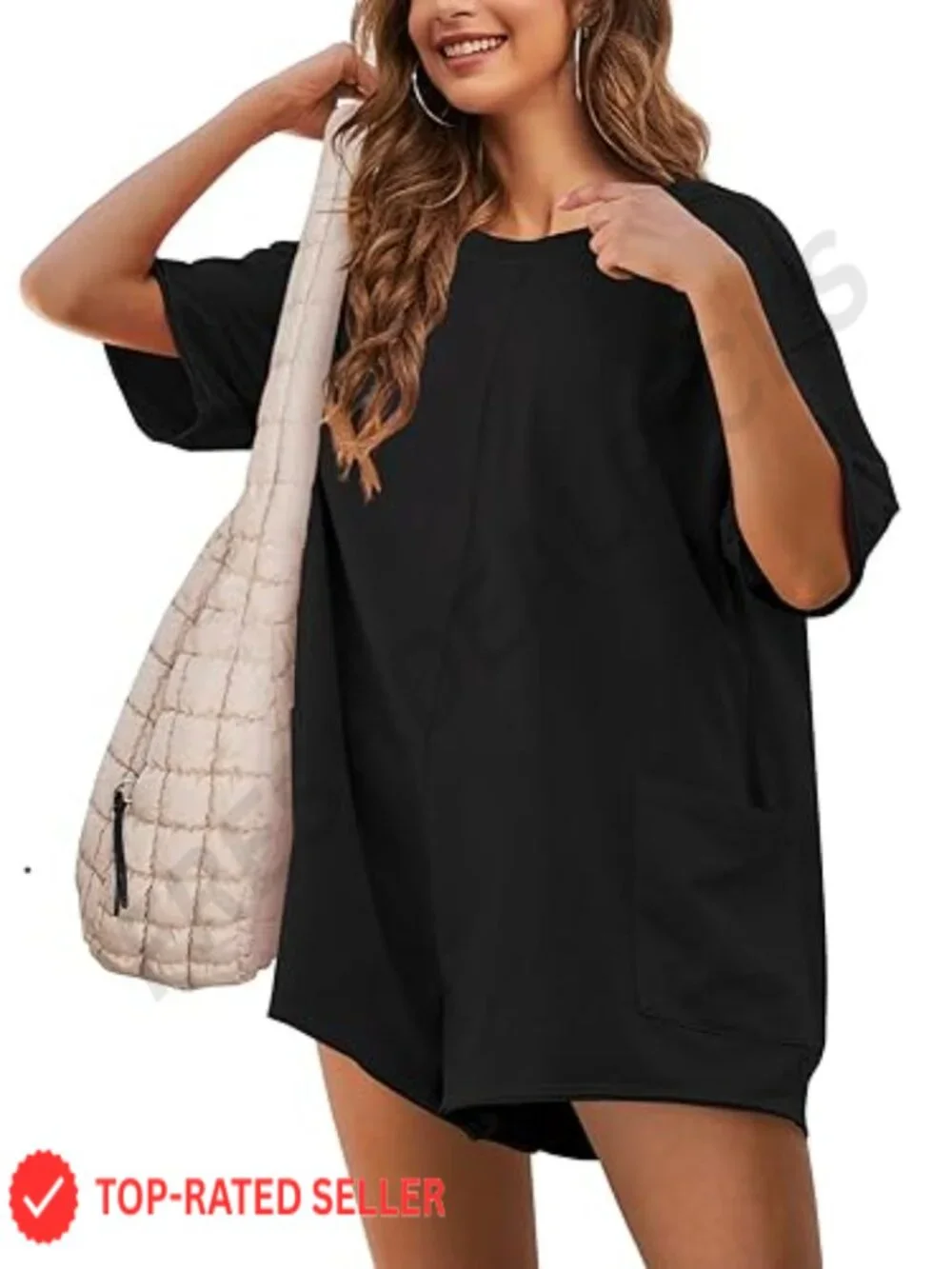 Oversized Athletic Romper Womens Jumpsuit with Pockets